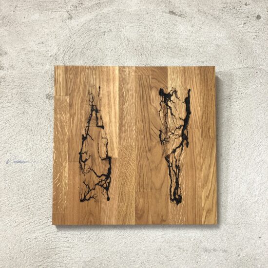 CHAMPAGNE – Technique n°8 : Electrolyse sur chêne en forme de bouteille de champagne